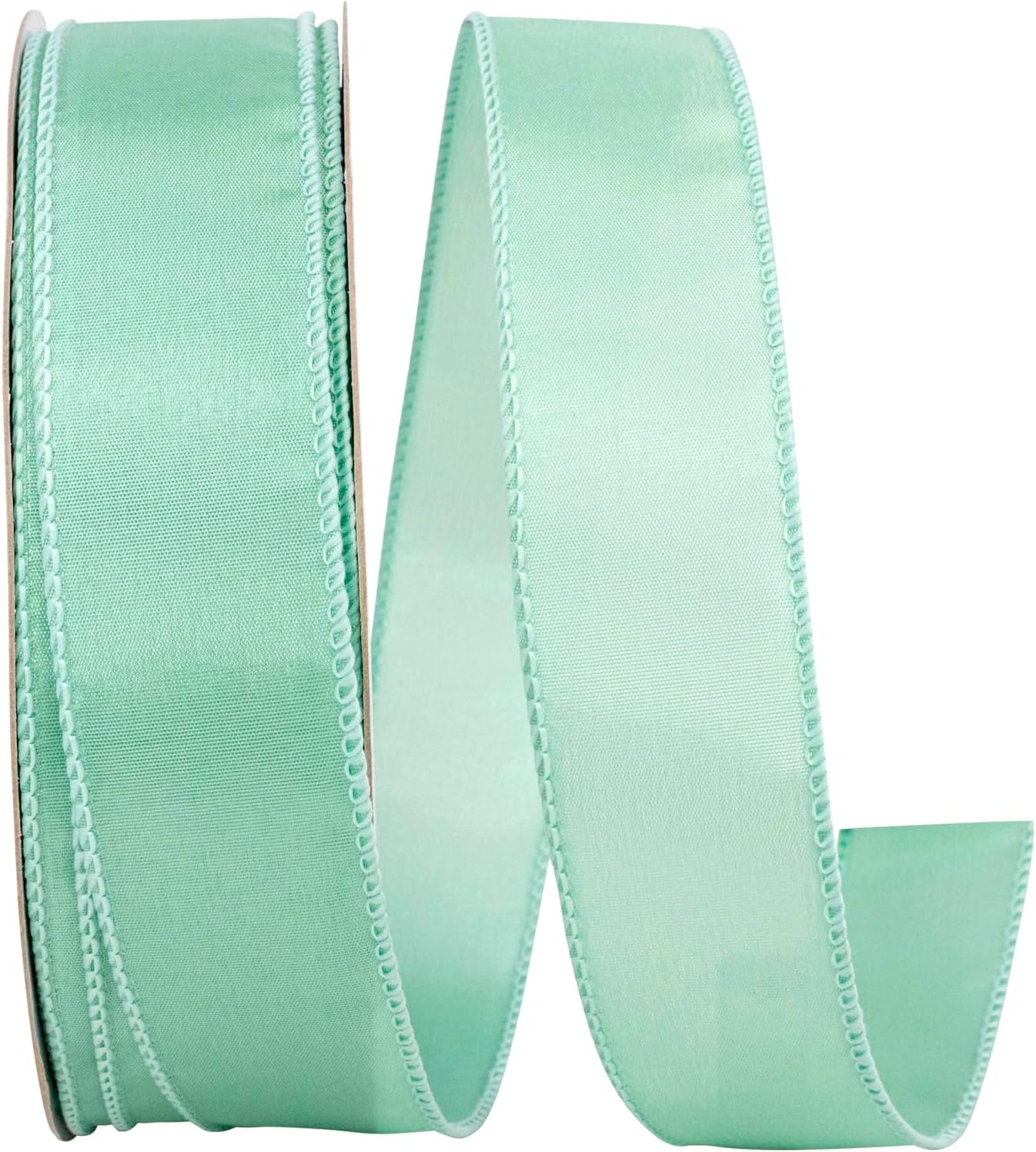 Reliant Ribbon 92575W-077-09K Satin Value Wired Edge Ribbon, 1-1/2 Inch X 50 Yards, Aqua