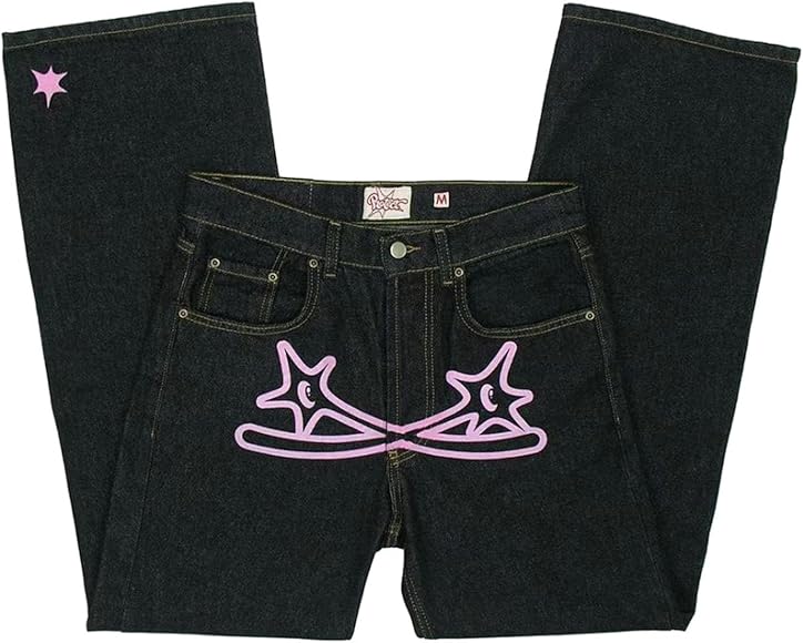 Schwarze baggy jeans mit print Clearance