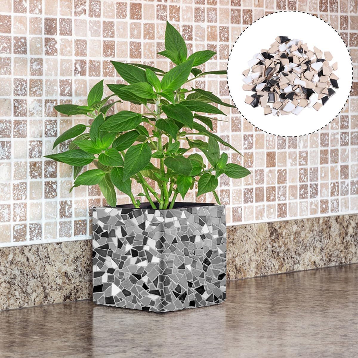 Unomor Creative DIY Ceramic Mosaic Bag Irregular Glazed Tiles for Craft Projects Art and Home with Smooth Texture and Material