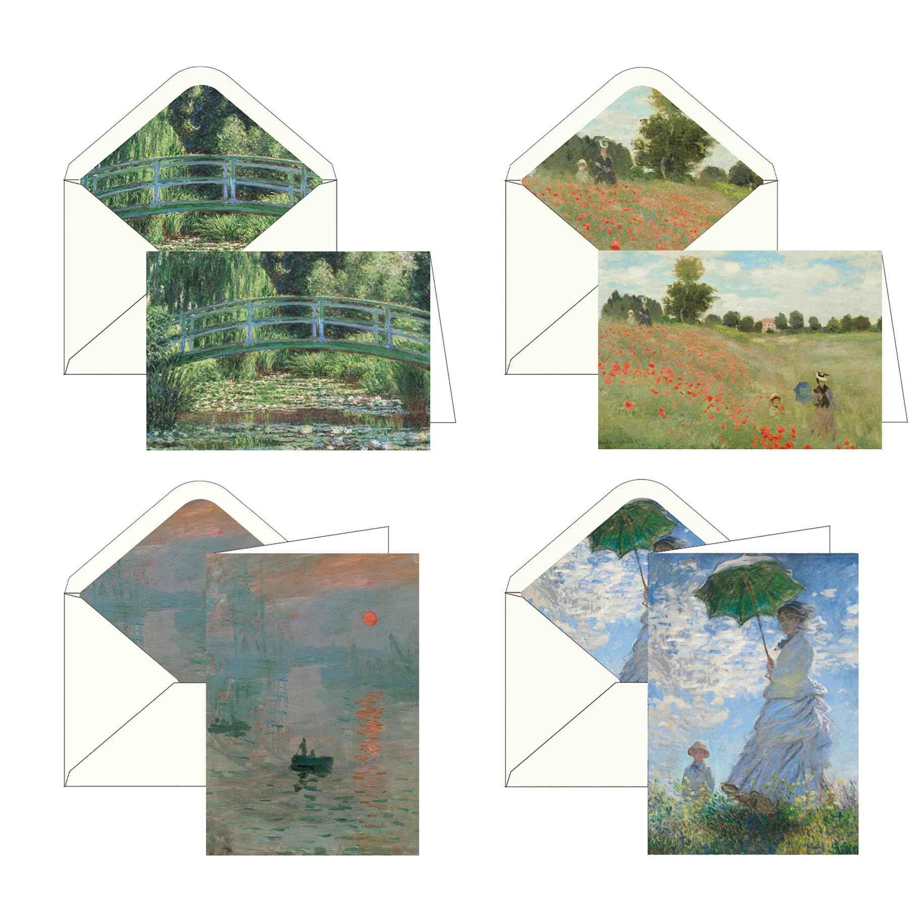 RainCaper Fine Art Keepsake 5x7 Blank Stationery Monet Greeting Note Cards With Decorative Envelopes, Gift Boxed Set of 16 | 300 GSM Cardstock (Monet Favorites)