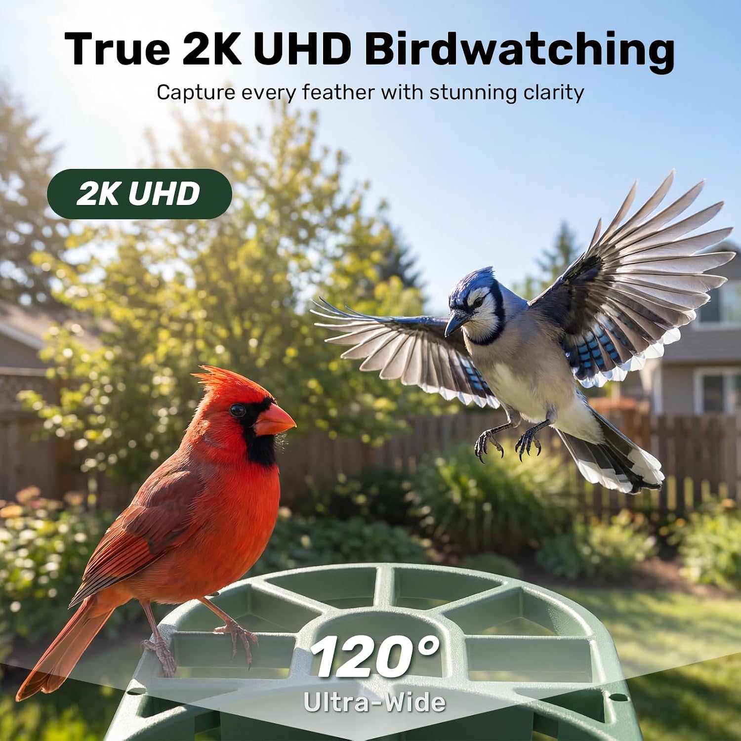 Smart Bird Feeder with Camera Solar Powered, 2K HD Live Video, 10,000+ Bird Species AI Identification, Wild Bird House Feeders for Outdoors, Instant Arrival Alerts, Ideal Gift for Bird Lovers thumbnail