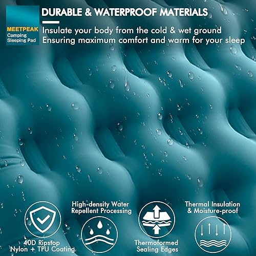 Miniatura 5 de MEETPEAK Colchoneta inflable extra gruesa de 5 pulgadas para acampar, ultraligera y compacta para dormir, bomba de pie integrada para senderismo,