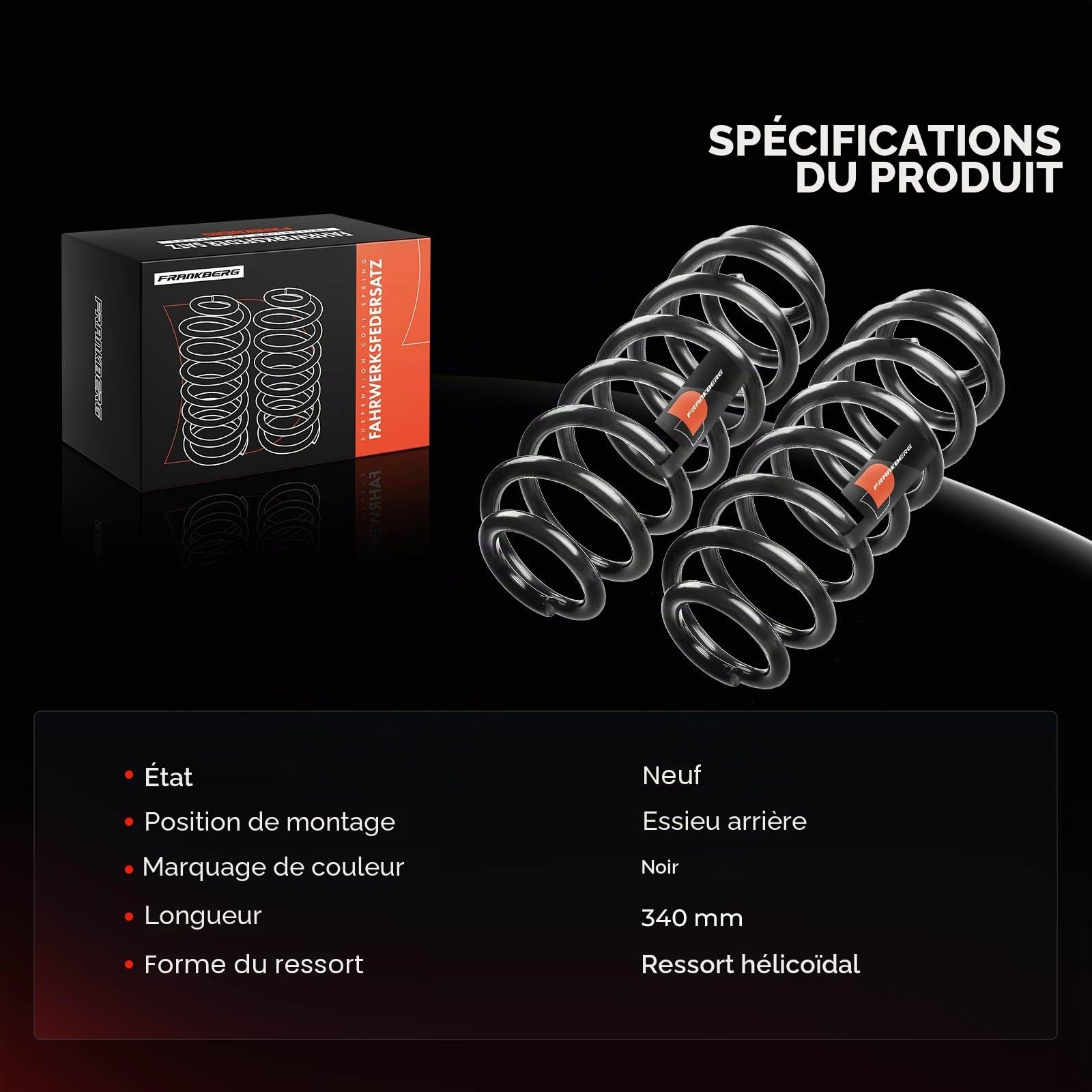 Frankberg 2 ressorts de suspension pour essieu arrière RA7112 | Compatible avec: T.o.u.r.a.n 1T3, T.o.u.r.a.n 1T1 1T2