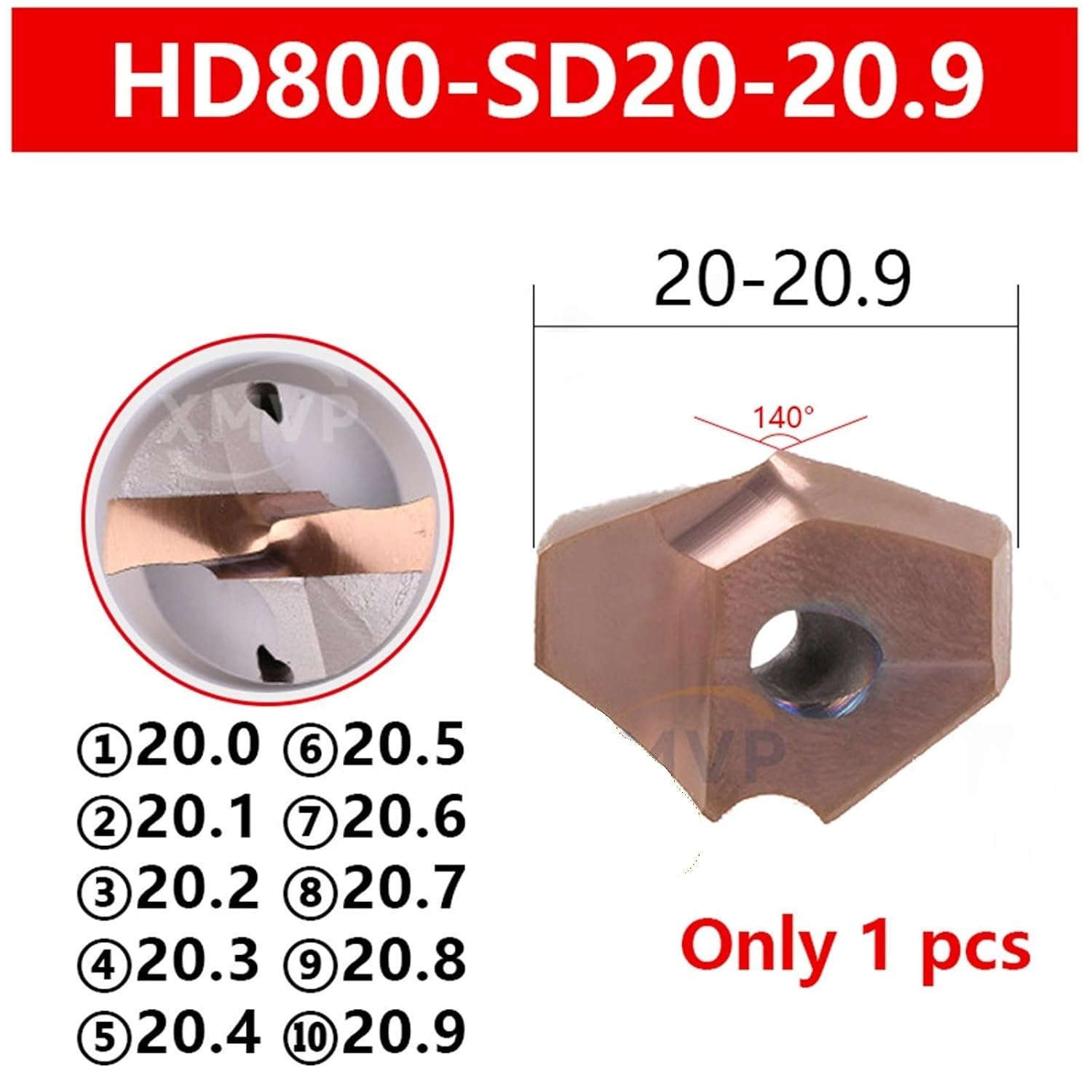 1PCS 3D/5D/7D/10D Internal Cooling Carbide Bit Non-Standard Diameter 20-25.9mm HD Crown Drill Twist Rod Blade(20-20.9mm,8)
