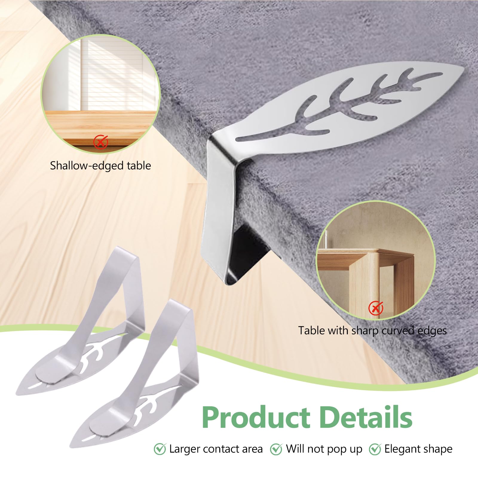 10 Piezas Clips para Mantel Antideslizantes, Pinzas para Mantel de Exterior de Acero Inoxidable, para el Hogar, Fiestas, Picnics, Restaurante, Bodas, Buffets, Cenas