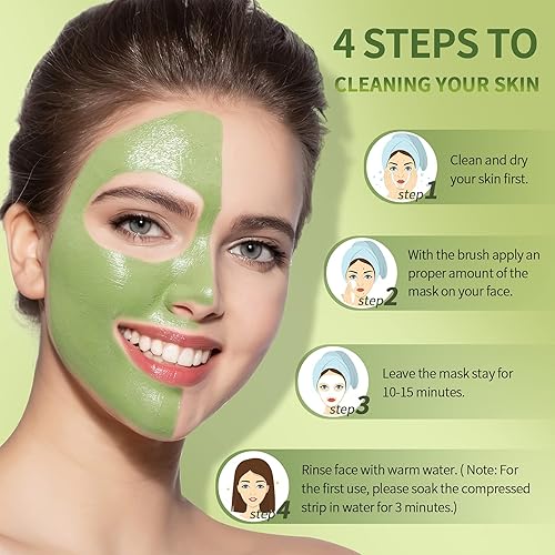 Miniatura 7 de LIVYUYAO - Máscara facial de arcilla verde con barro volcánico removedor de puntos negros de lavado profundo máscara facial purificadora para