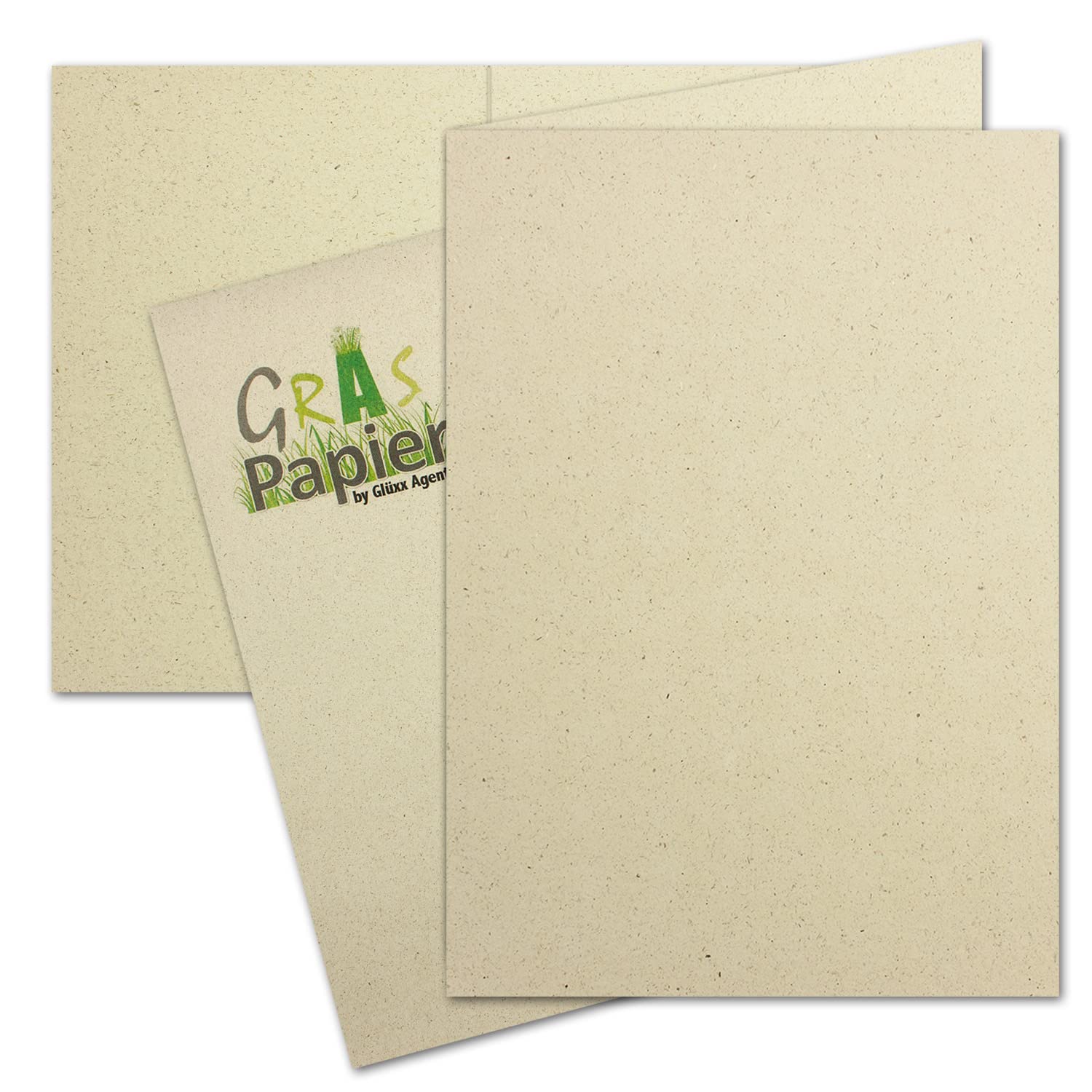 400 tarjetas plegables ecológicas de papel de hierba DIN A6, 10,5 x 14,8 cm, papel reciclado de 280 g/m², papel para manualidades ambiental para invitaciones y tarjetas de felicitación