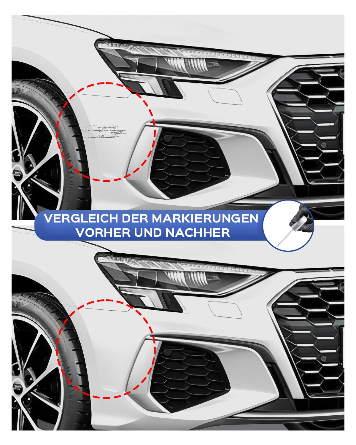 LY9C Ibis Weiß Ausbesserungsfarbe für Audi A3/A4/A5/A6/A7/A8/Q5/Q7 – Lackreparatur
