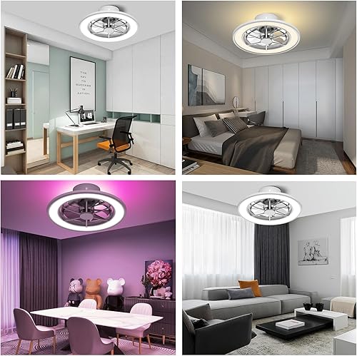 Miniatura 9 de ocioc Ventilador de techo silencioso de 22 pulgadas con luces y ventiladores de techo inteligentes de 18 pulgadas con motor de CC y paquete remoto