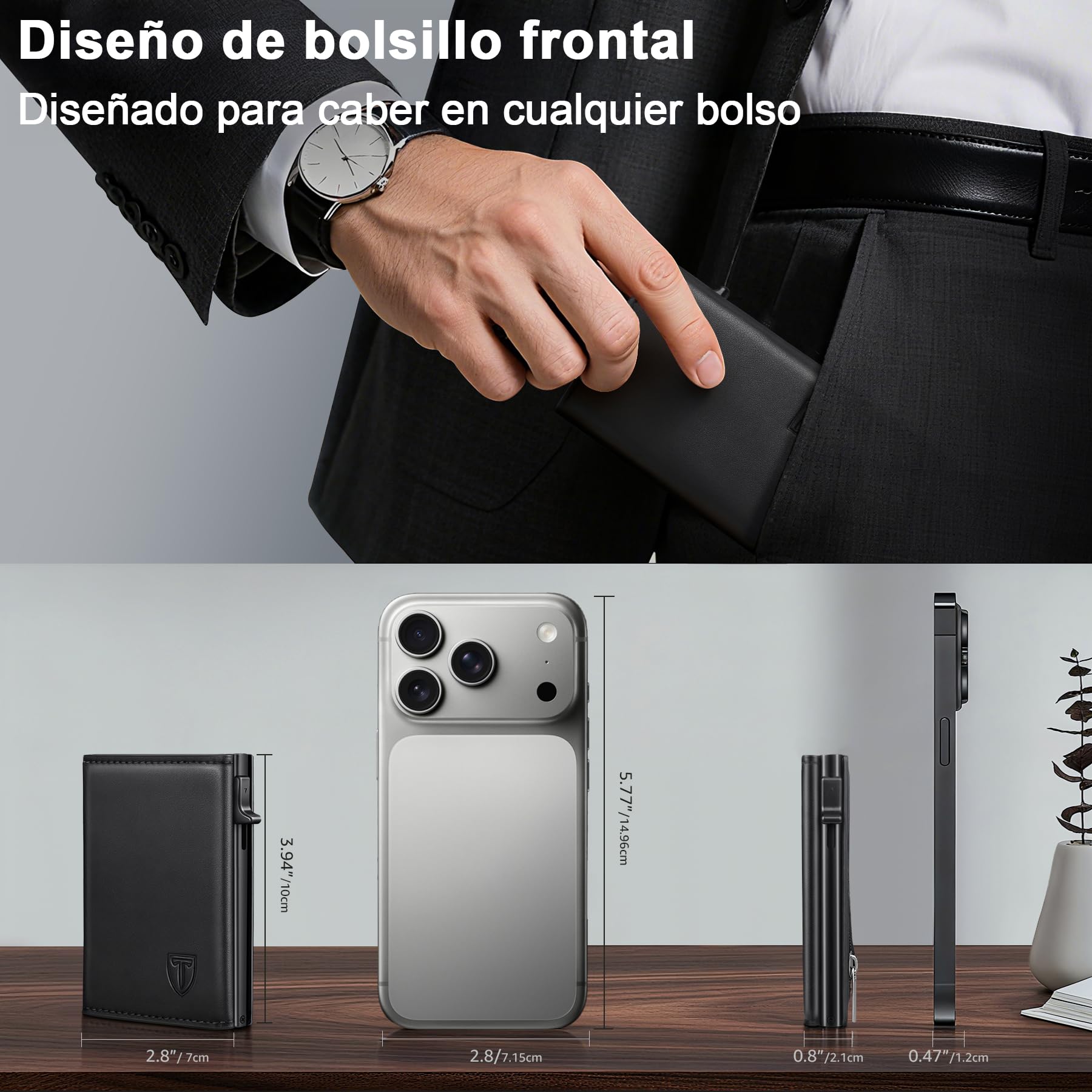 TENBST Cartera Hombre Cuero Tarjetero RFID Bloqueo Pequeño