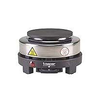 BEPER P101PIA003 Fornello Elettrico Piccolo in Ghisa, Acciaio Inossidabile, 5 Livelli di Cottura, Fornelletto Elettrico Portatile, Fornello da Campeggio con Piastra da 10 cm, 500W