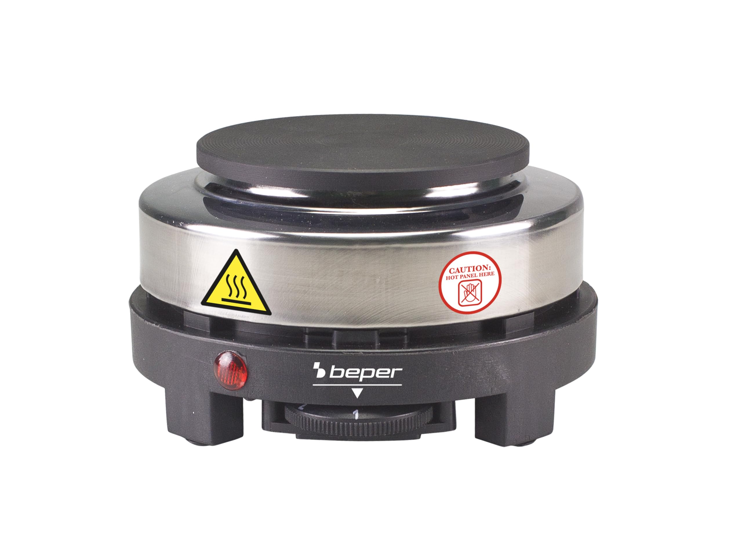 BEPER P101PIA003 Placa caliente eléctrica, Hiero Fundido 500W, 5 Niveles de cocción, Protección contra sobrecalentamiento, Ideal para campistas, segundas residencias, camping, vacaciones o picnic