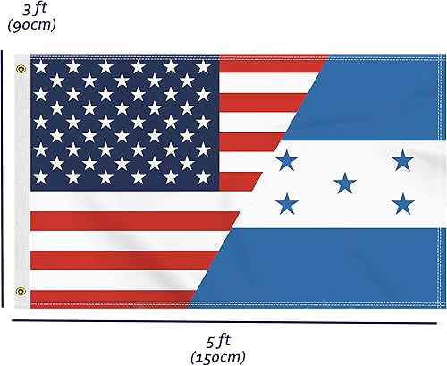 Miniatura 2 de Bandera de Honduras de Estados Unidos de 3 x 5 pies, gran pancarta hondureña de Estados Unidos 150D para exteriores, decoración de impresión de