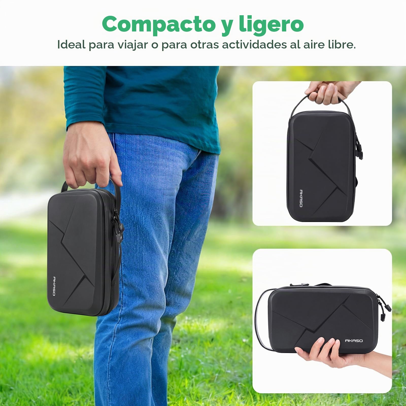 AKASO Bolsa de Almacenamiento Portátil Funda de Transporte Impermeable Espacio Ajustable Compatible con GoPro Hero 13, 12, 11, Insta360 X5, X4, X3, DJI Action Osmo 360, V50 X/EK7000/Pro, Brave 7/8