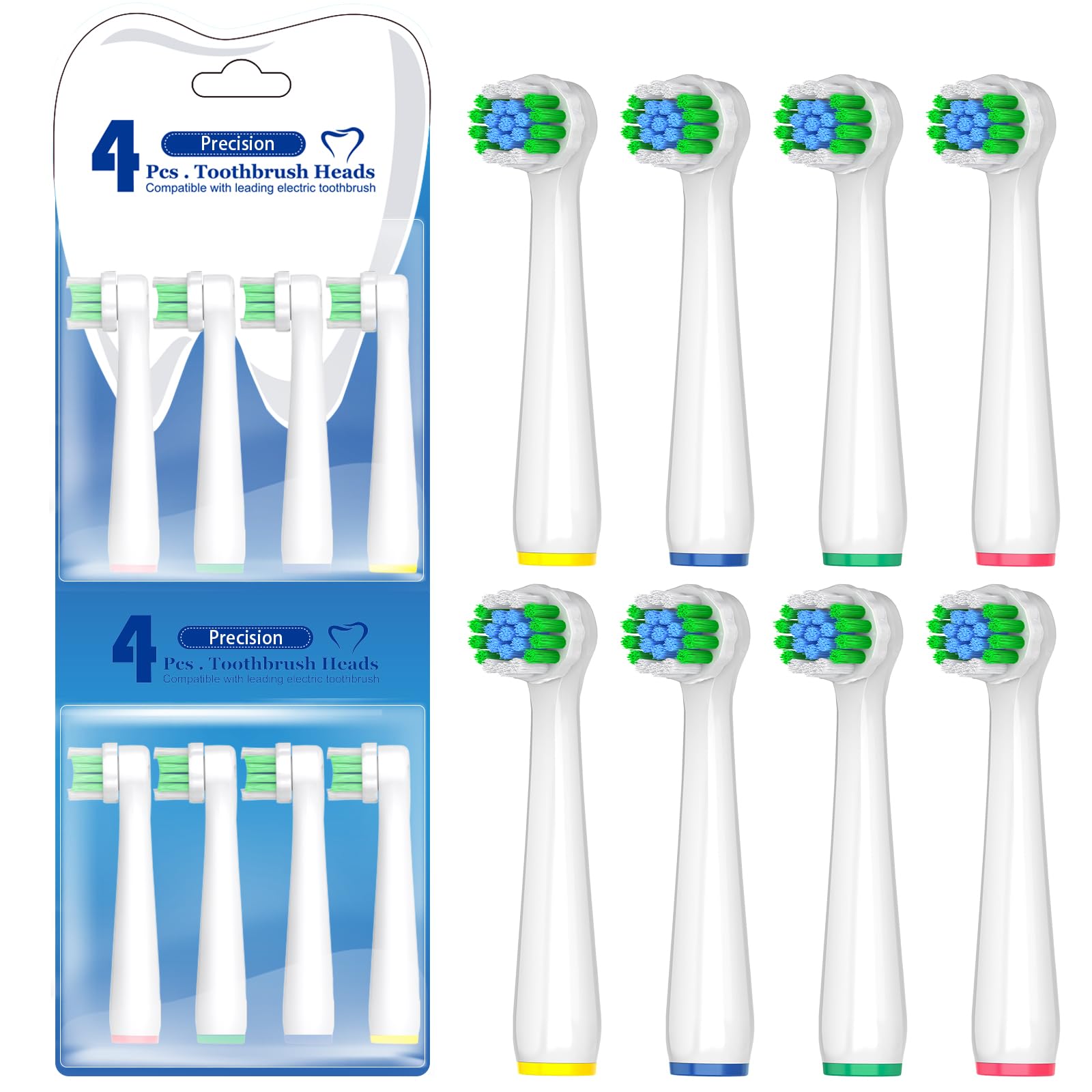 Cabezales de repuesto compatibles con Oral B Braun Pro 1000/500/Genius x cabezales de cepillo de dientes eléctricos, repuestos de precisión para cuidado sensible, 8 cabezales de cepillo compatibles