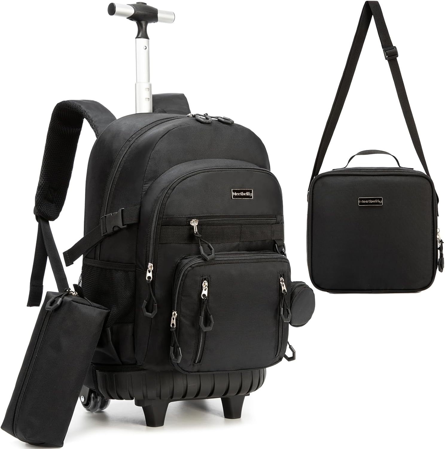 Kids Rolling Backpack for School Rolling Backpack for Girls 8-12 Roller Backpacks for Girls 10-12 with Lunch Box Pencil Case Back to School