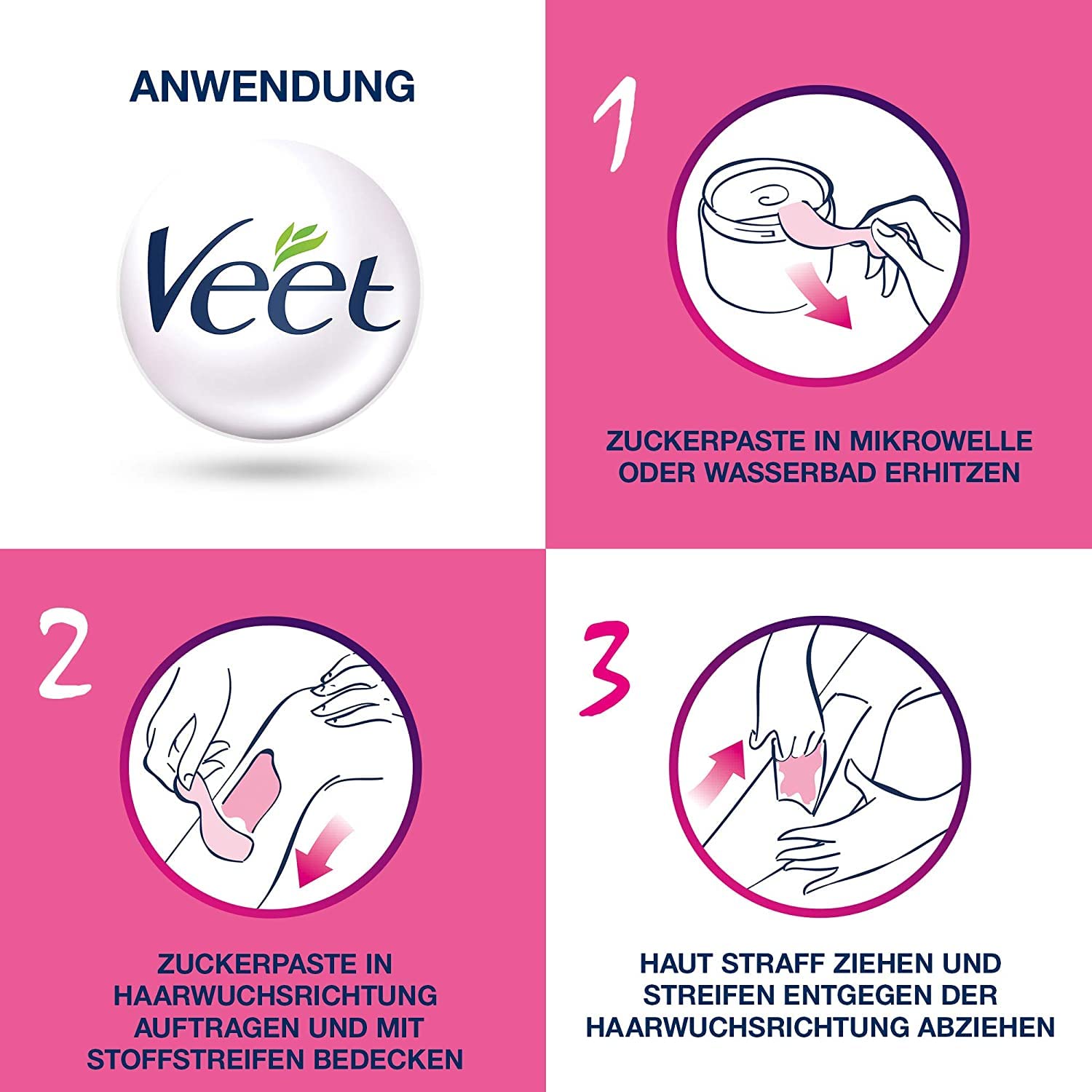 Sugaring Zuckerpaste zur Haarentfernung 6er Pack für spürbar glatte Haut für bis zu 4 Wochen Veet Zuckerpaste 6x250ml