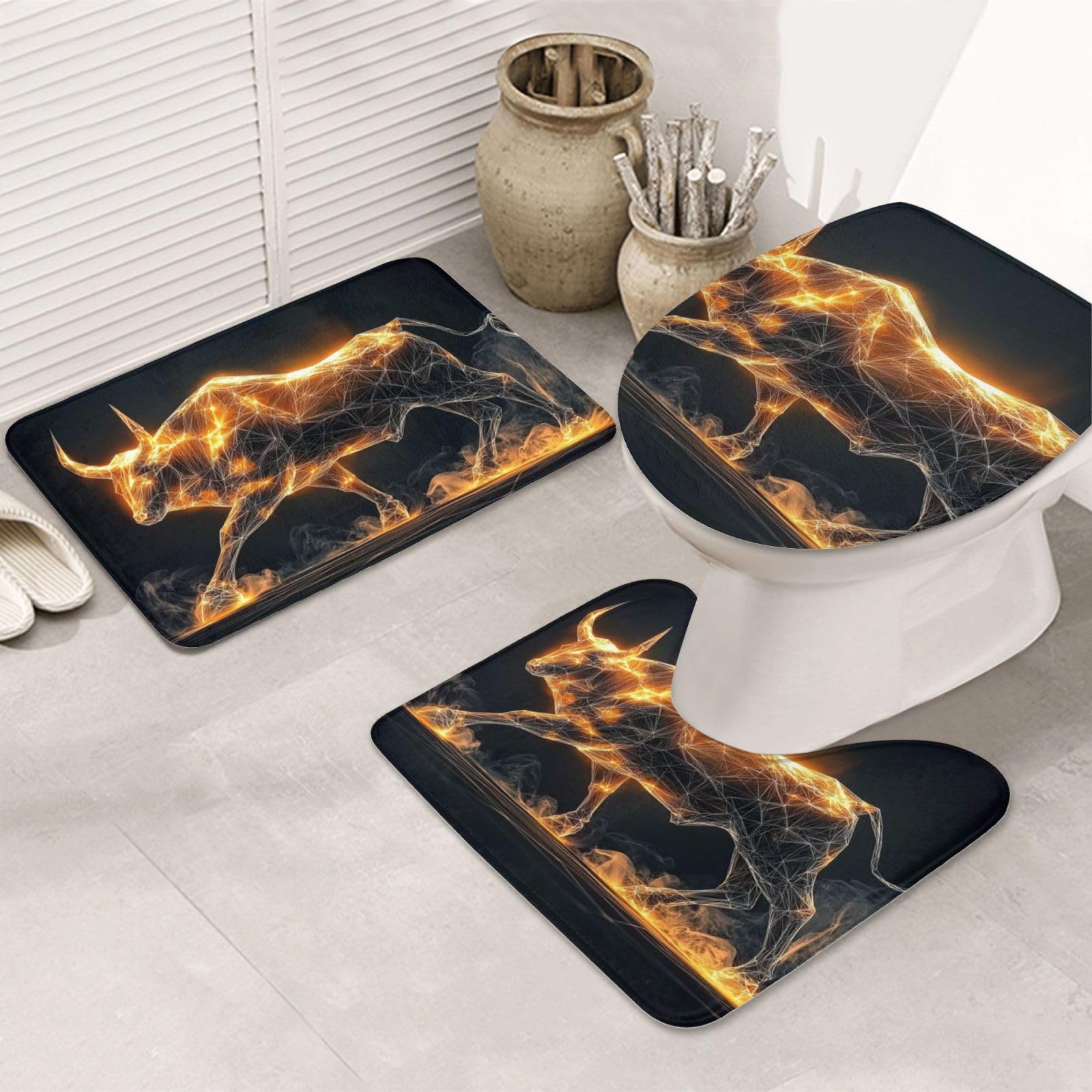 Alfombrillas de baño de toro brillante para decorar y dar calidez al suelo de su aseo