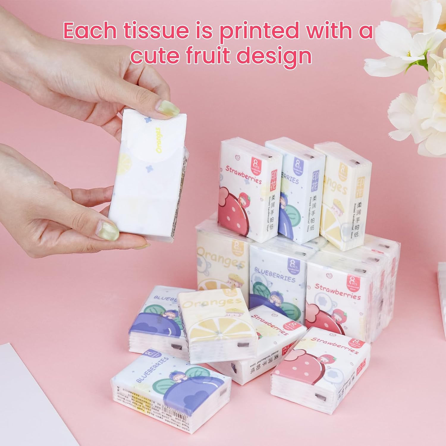 Pocket Tissue, Facial Tissue, Fruit Pattern Tissue Packs (Fruit 27 Pack) image 4