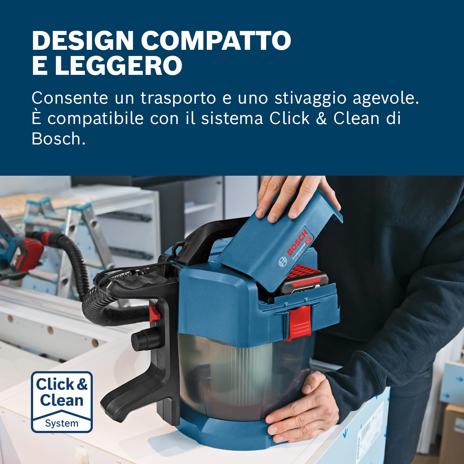 Bosch Professional Aspiratore industriale GAS 18V-10 L 18V System (batteria non incl., tubo flessibile 1,6 m, 3 tubi di prolunga, batteria/caricabatteria non incl.)