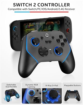 Pro Controller Accessories Bundle for Nintendo Switch 2, 17-in-1 Game Kit