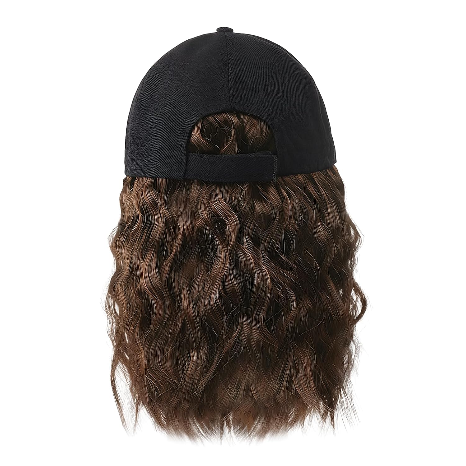 BXT Short Wig Attached Black Baseball Cap Hat With Wavy Curly Hair Extension Photo Shoot Wig Hat for Women Men