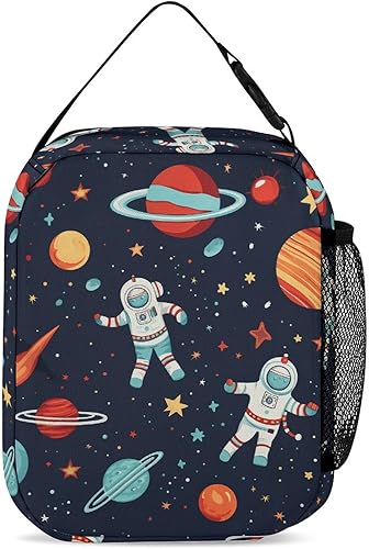 Miniatura 3 de Lonchera de astronauta aislada, simple, moderna, linda, pequeña, para hombre y mujer, bolsa aislada a prueba de fugas, regalo para el trabajo,