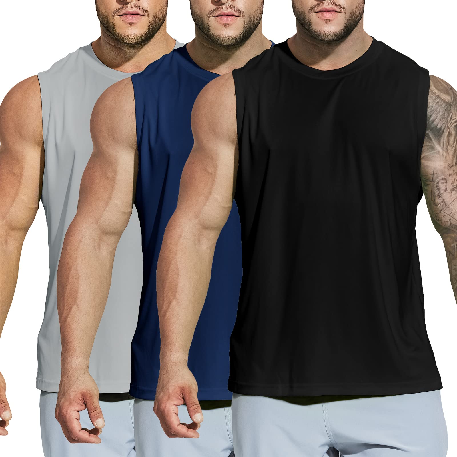 MIER Camiseta sin mangas para hombre con protección UV UPF 50+, de secado rápido, para correr, sin mangas, con protección UV
