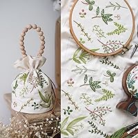 Vista 4 de Smart-Feather Kits de bolsas de bordado con cordón con patrones, kit de costura de punto de aguja para principiantes, kit de inicio de bordado