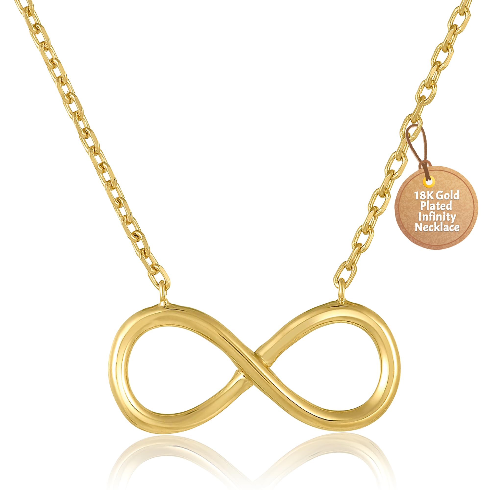 Mystigold Infinity Necklace for women in 18K Gold Plated or 925 Sterling Silver Plated Rhodium I Trendy Figure Eight Infinity Heart necklace for teen
