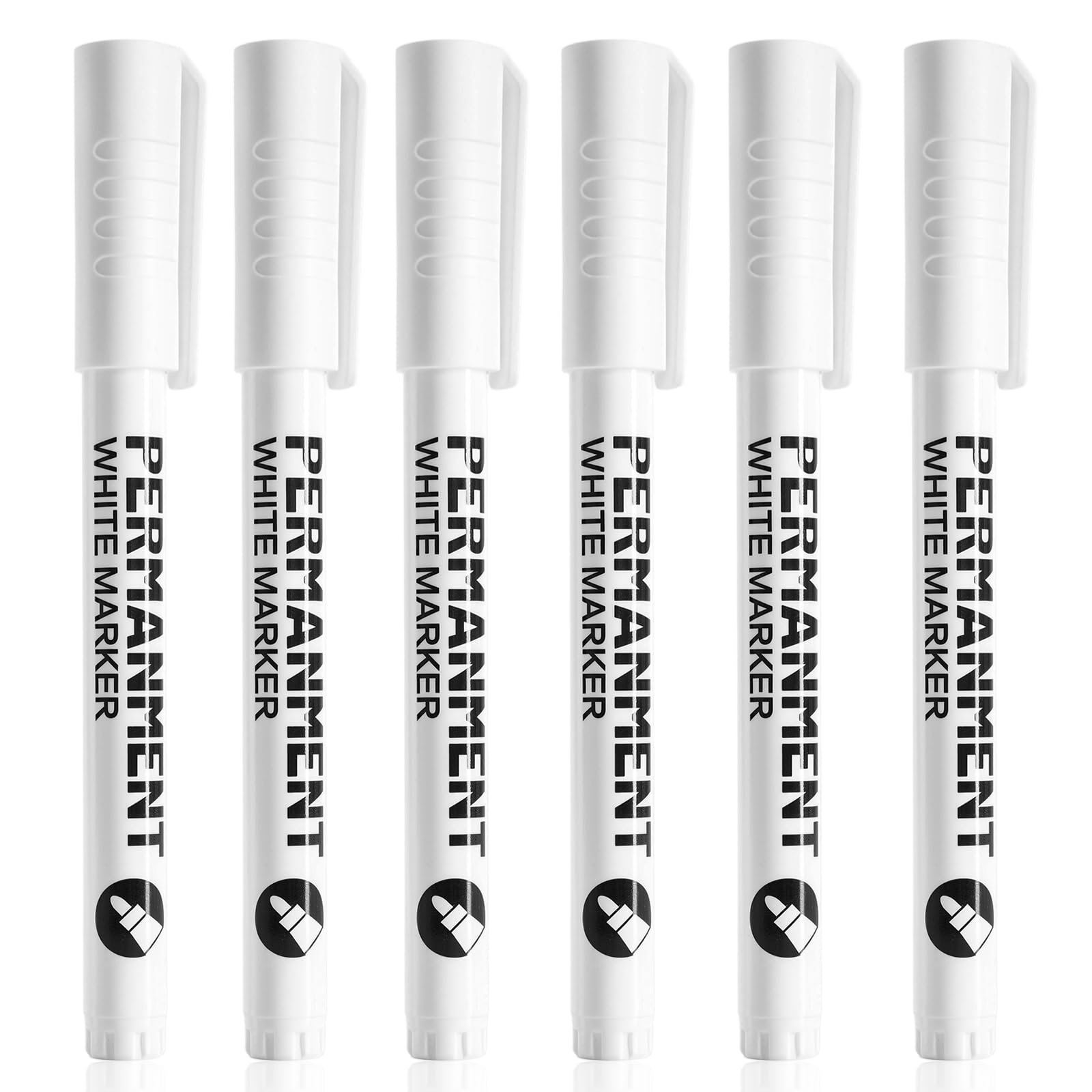 SMOOTHERPRO White Permanent Marker Pens | 2.0 mm Round Tip Waterproof White Pens Quick Dry Fabric Marker | for Clothes Glass Metal Stones Rock Painting Ceramic Wood Canvas (PWM02-6) 6 Pcs