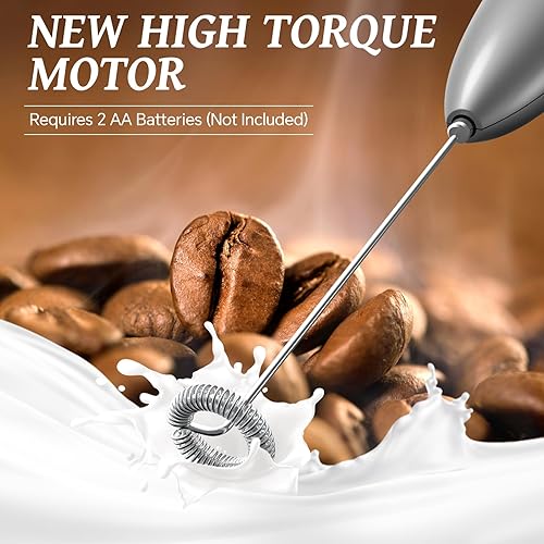 Miniatura 4 de SIMPLETaste Espumador de leche de mano con pilas, mezclador de bebidas con batidor de acero inoxidable para capuchino, café a prueba de balas, café
