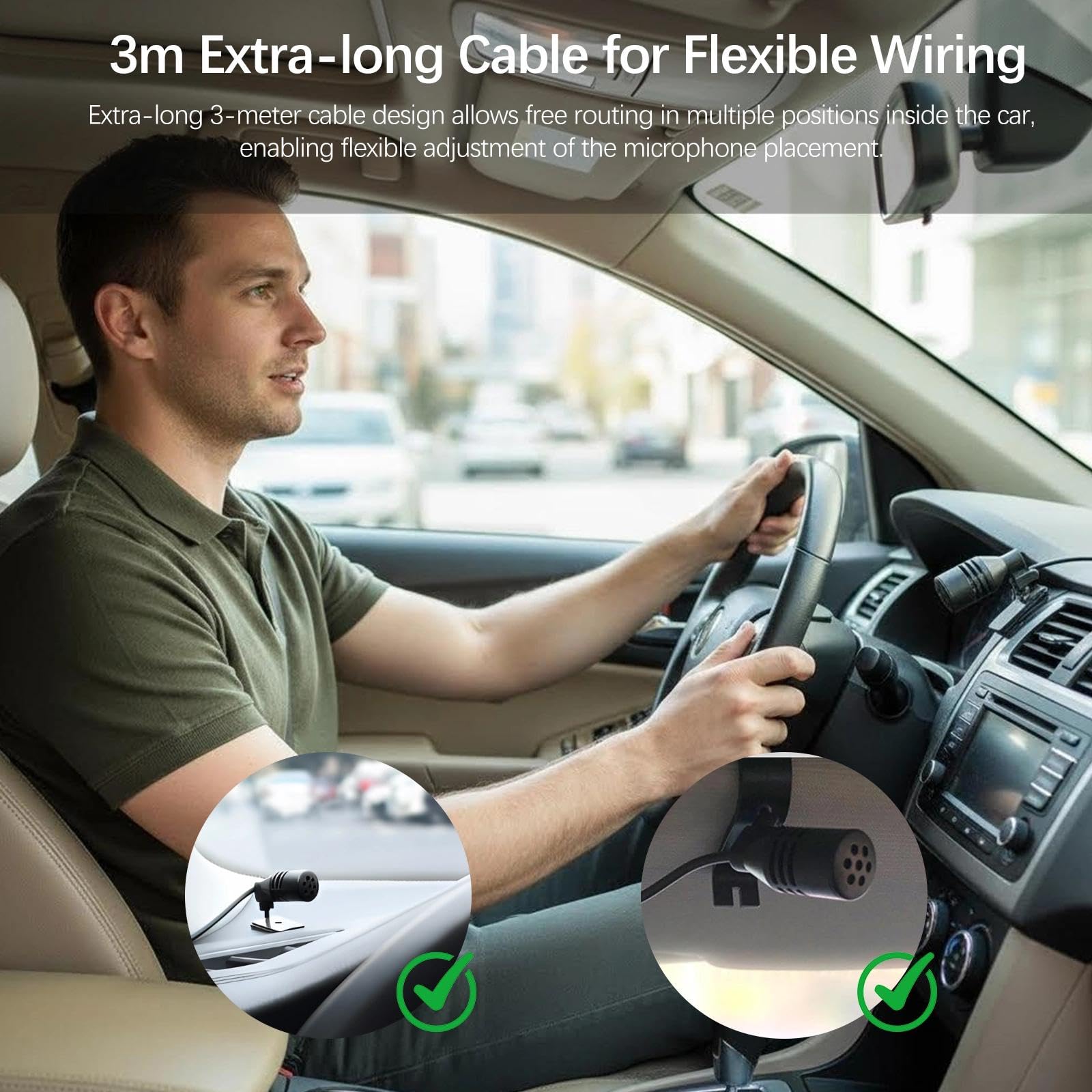 Microfono Esterno Portatile da 3,5 mm per Auto,U-Mount,Plug-and-Play per Radio, DVD per Autoradio, Navigazione GPS, Microfono Bluetooth, Microfono per Auto Universale