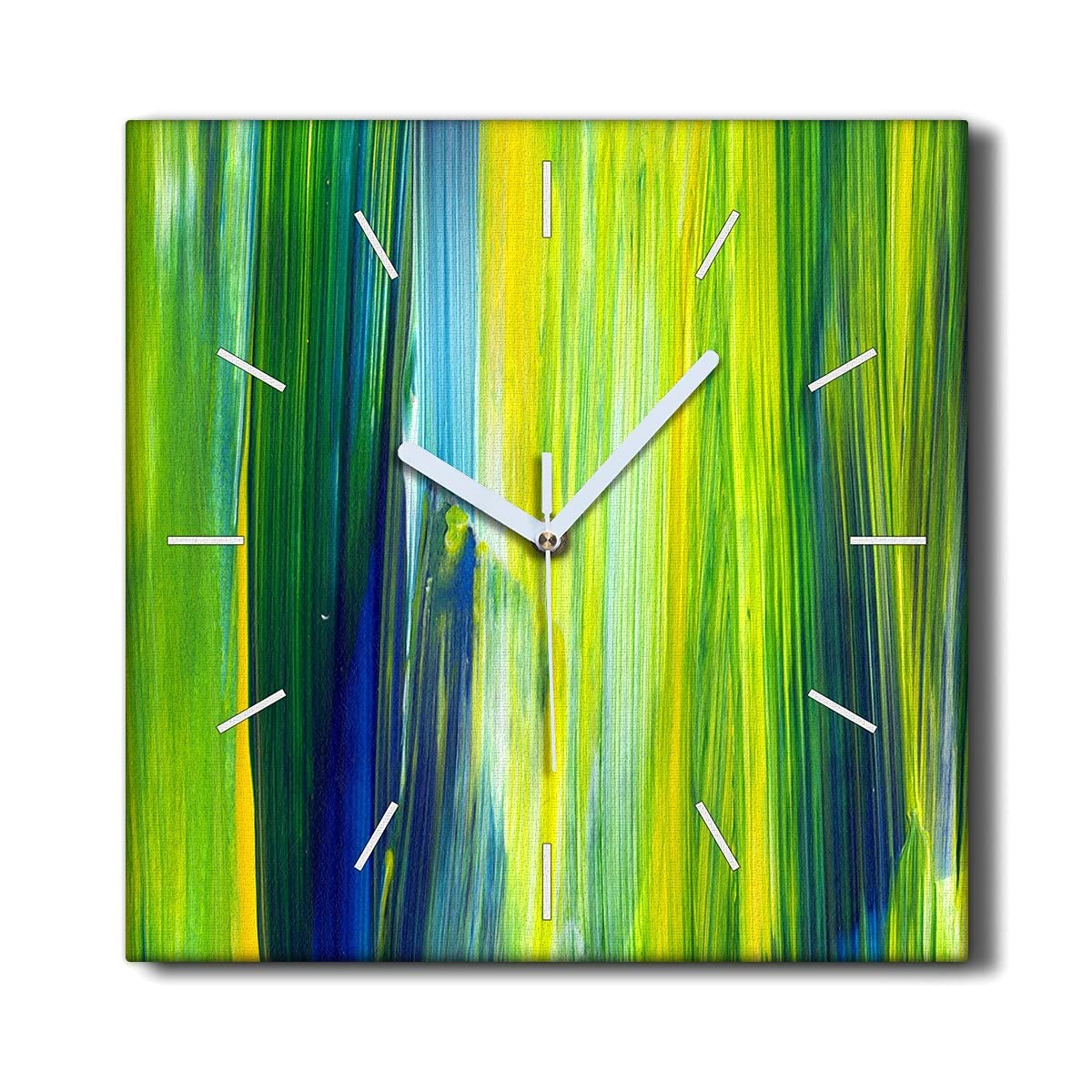 Horloge murale silencieuse toile 30x30cm fini le bruit pour déco salon herbe haute