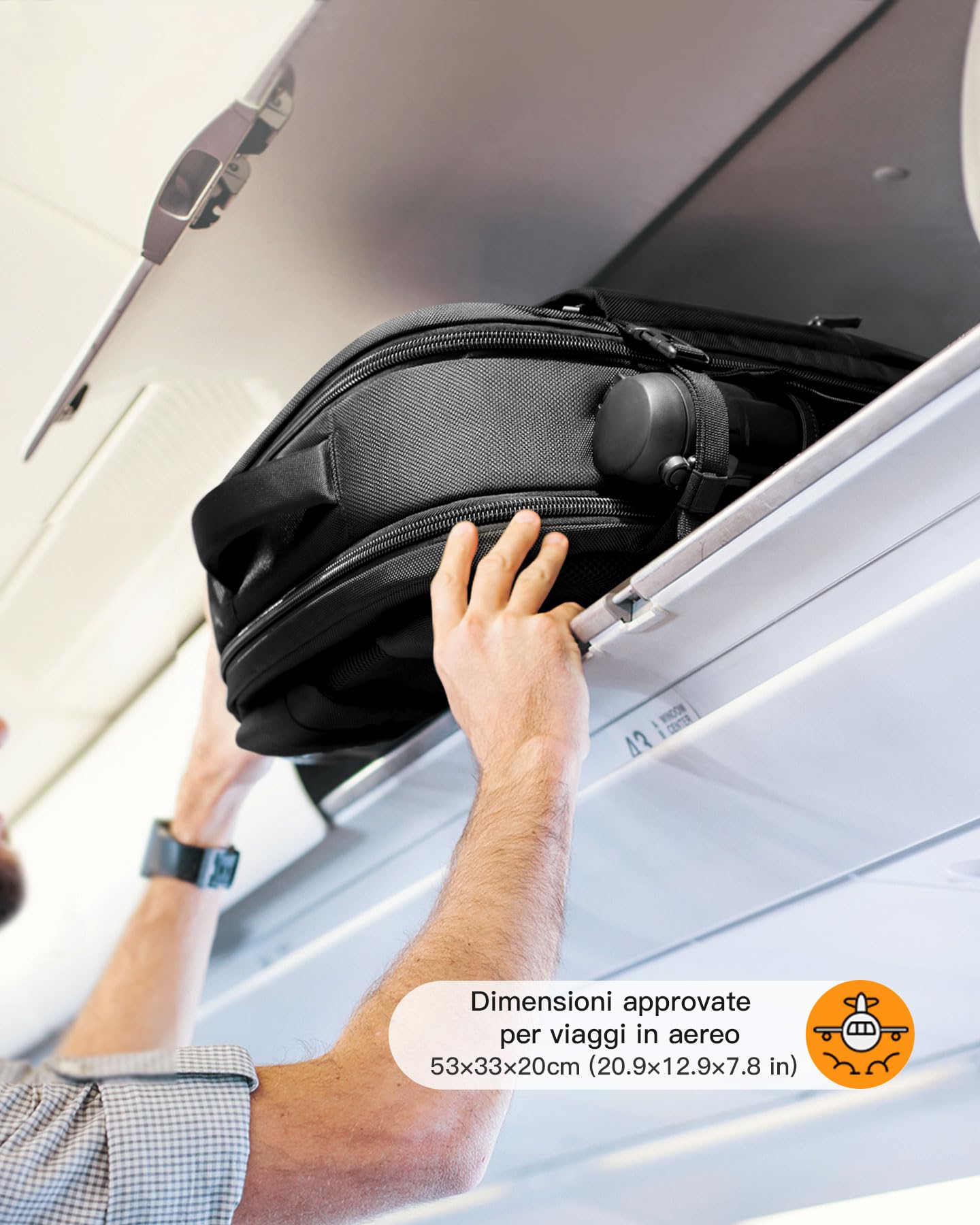 Inateck Zaino Viaggio 35L Uomo e Donna, Bagaglio a Mano è Resistente agli Spruzzi, per Lavoro/Trekking/Escursionismo, Nero
