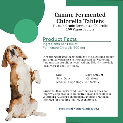 Miniatura 7 de Tabletas de Chlorella canina con clorella fermentada de grado humano para perros  Ambientador natural del aliento de perro y suplemento de refuerzo