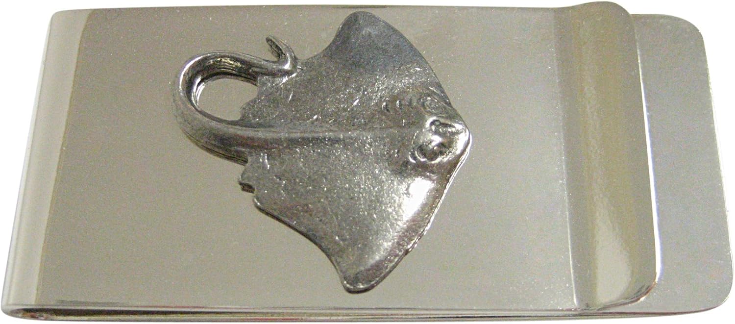 Kiola Designs Silver Toned Textured Sting Ray Money Clip