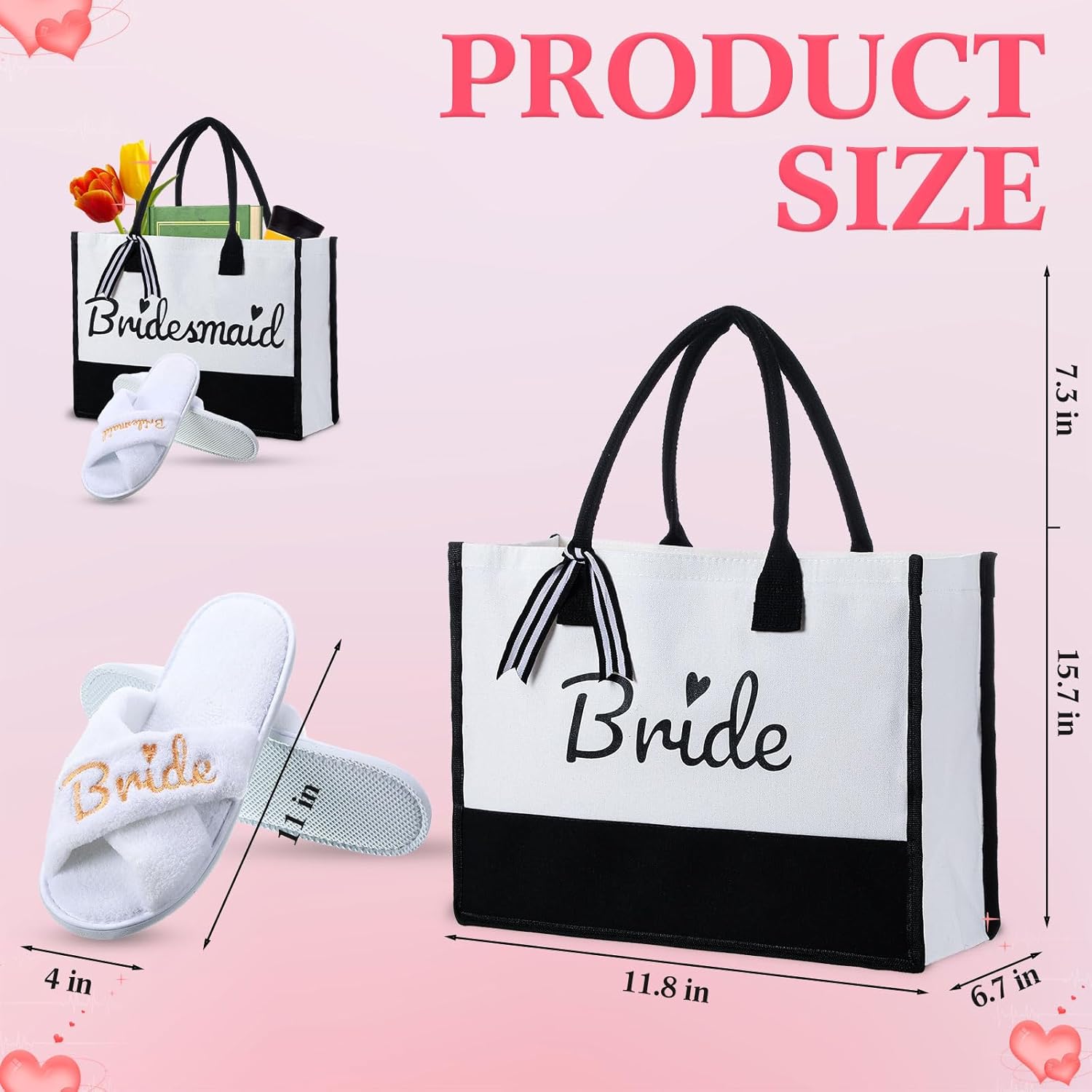 Miniatura 2 de Didaey Paquete de 12 regalos para novia, incluye bolsa de mano para novia, dama de honor, bolsa de lona para despedida de soltera, pantuflas de boda