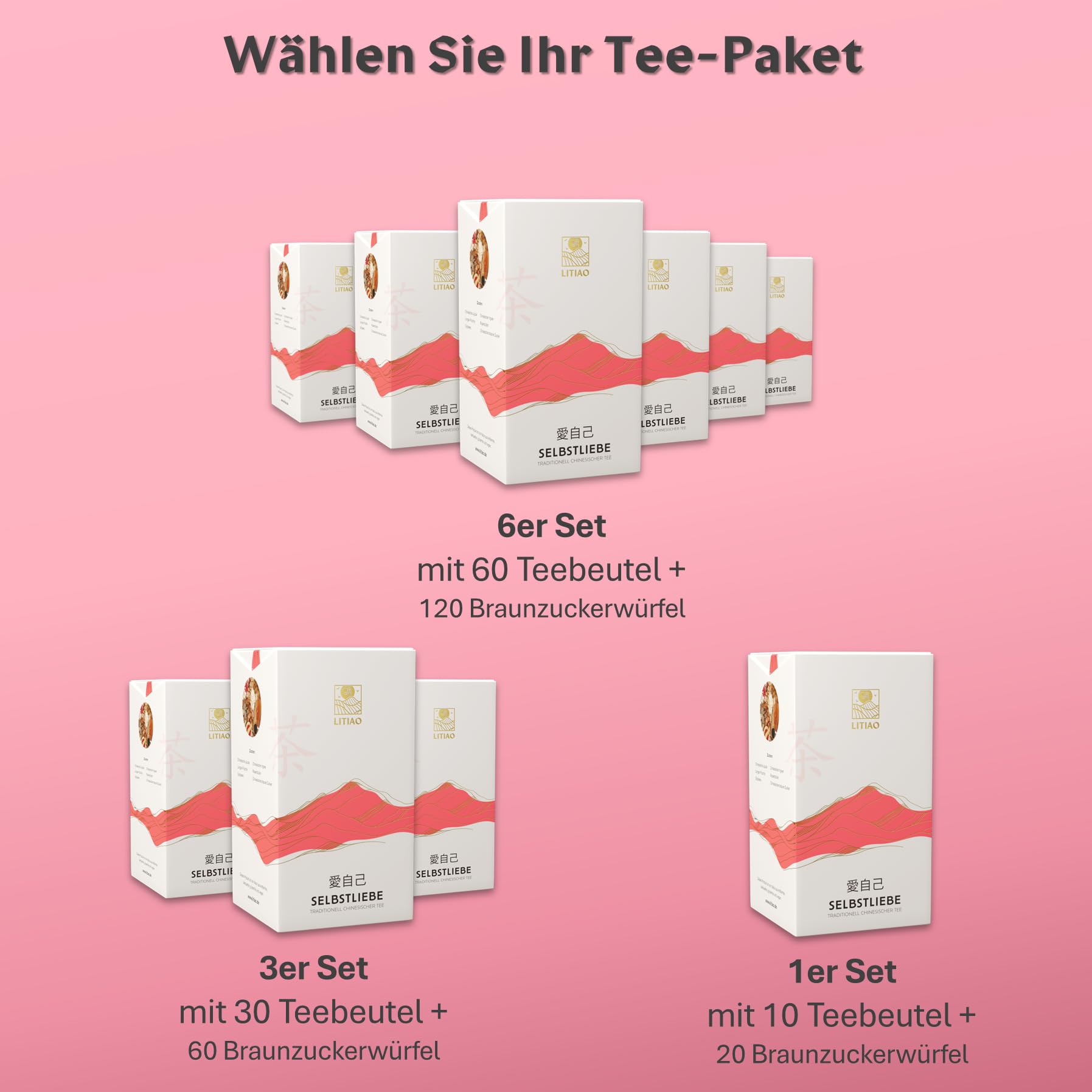 LITIAO SELBSTLIEBE Frauentee - Mit 5 einzigartigen TCM-Kräutern | 30 Pyramidenteebeutel je 19g | Koffeinfrei | 3 Packungen