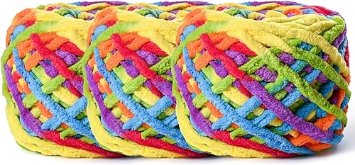 Vista 107 de Paquete de 3 hilos gruesos de felpilla de felpa de 3.53 onzas (49.2 yardas), hilo de terciopelo esponjoso para tejer y hacer ganchillo, hilos de 3