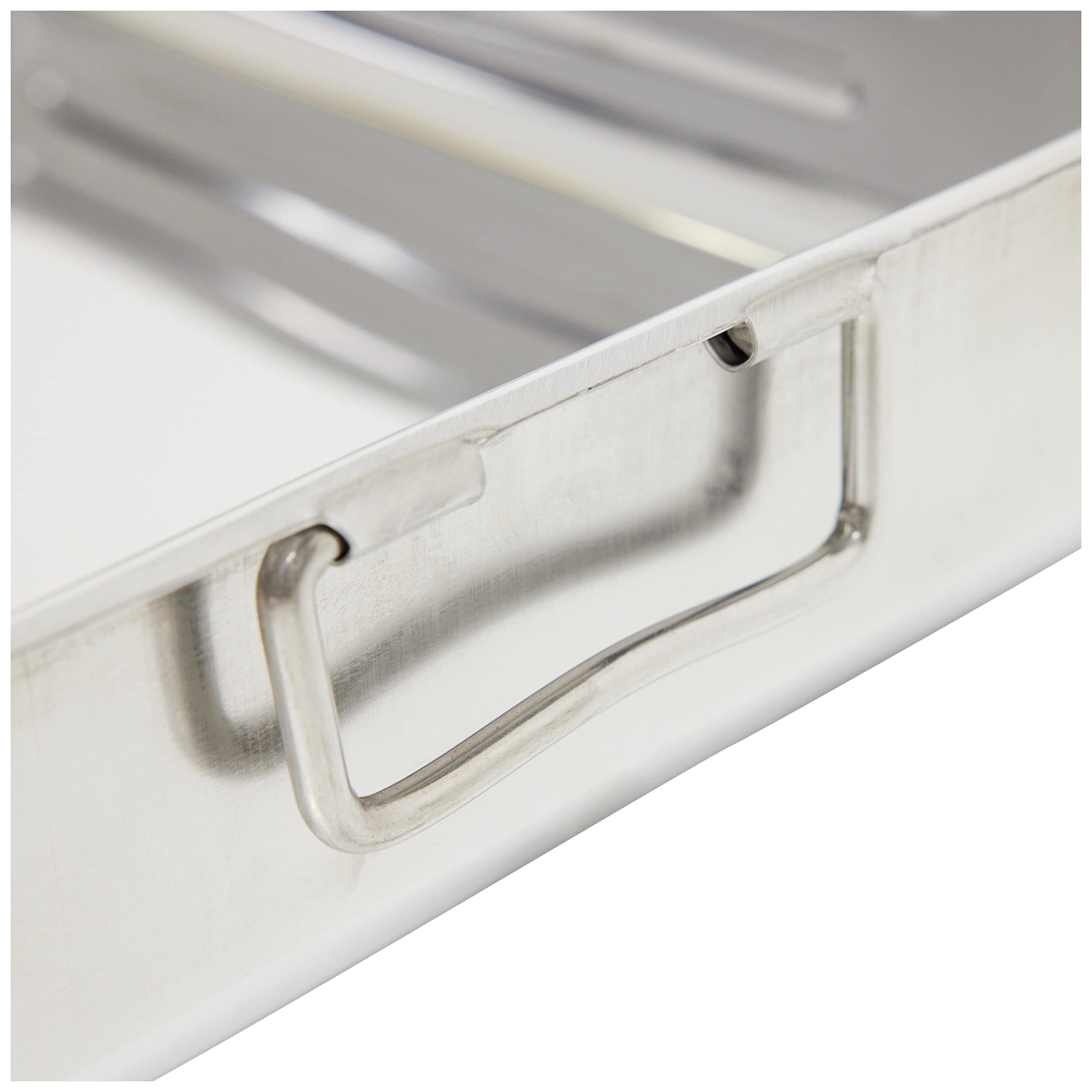 Lacor - 61545 - Rustidera Con Asas Abatibles, 47 x 34,4 x 7,5 cm, Bandeja para Horno, Acero Inoxidable, 18% Cr., 1570 g, Apta para Temperaturas Altas y Lavavajillas, Resistente a la Corrosión
