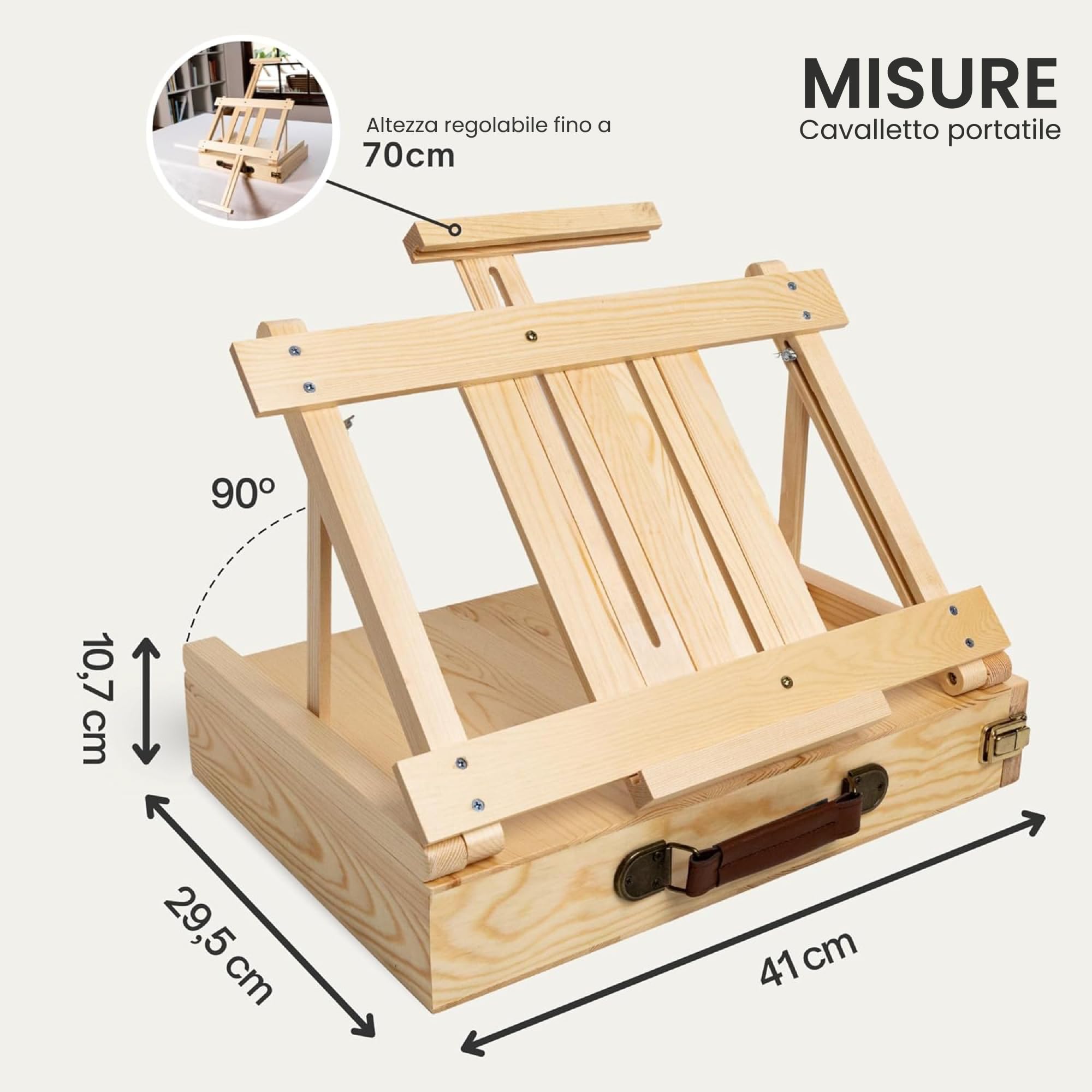 Kit pittura acrilica 34 pezzi cavalletto valigetta legno portatile 24 tubi 12 ml colori vivaci tela 24 x 30 cm 6 pennelli, spatola set completo adulti bambini principianti arte regalo creativo