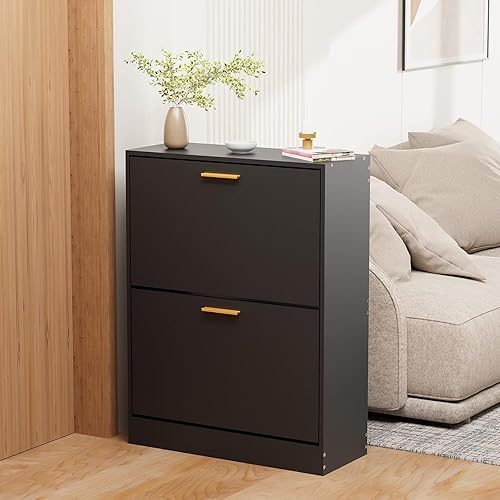 Vista 39 de JOZZBY Armario de zapatos con 3 cajones abatibles para entrada, blanco, delgado, independiente, moderno, estrecho, organizador de zapatos, armario