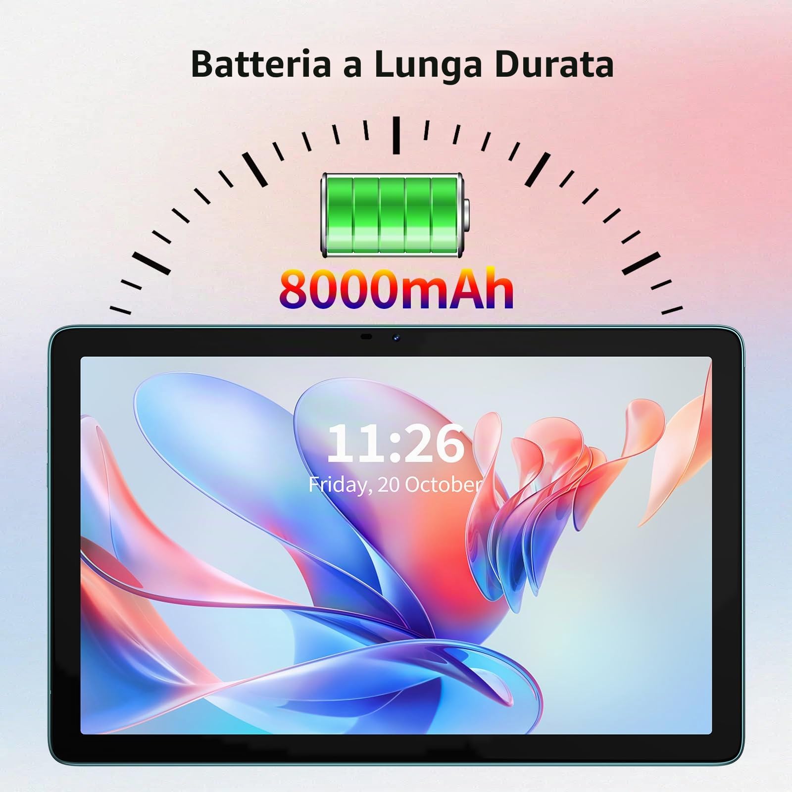 PRITOM Tablet Android 13 da 10 pollici, 8 GB (4 + 4), 128 GB, espandibile 1 TB, 8000 mAh, WiFi, processore Qcta Core, WiFi 6, Bluetooth, tablet da gioco, tablet PC con borsa, tastiera, mouse, Teal