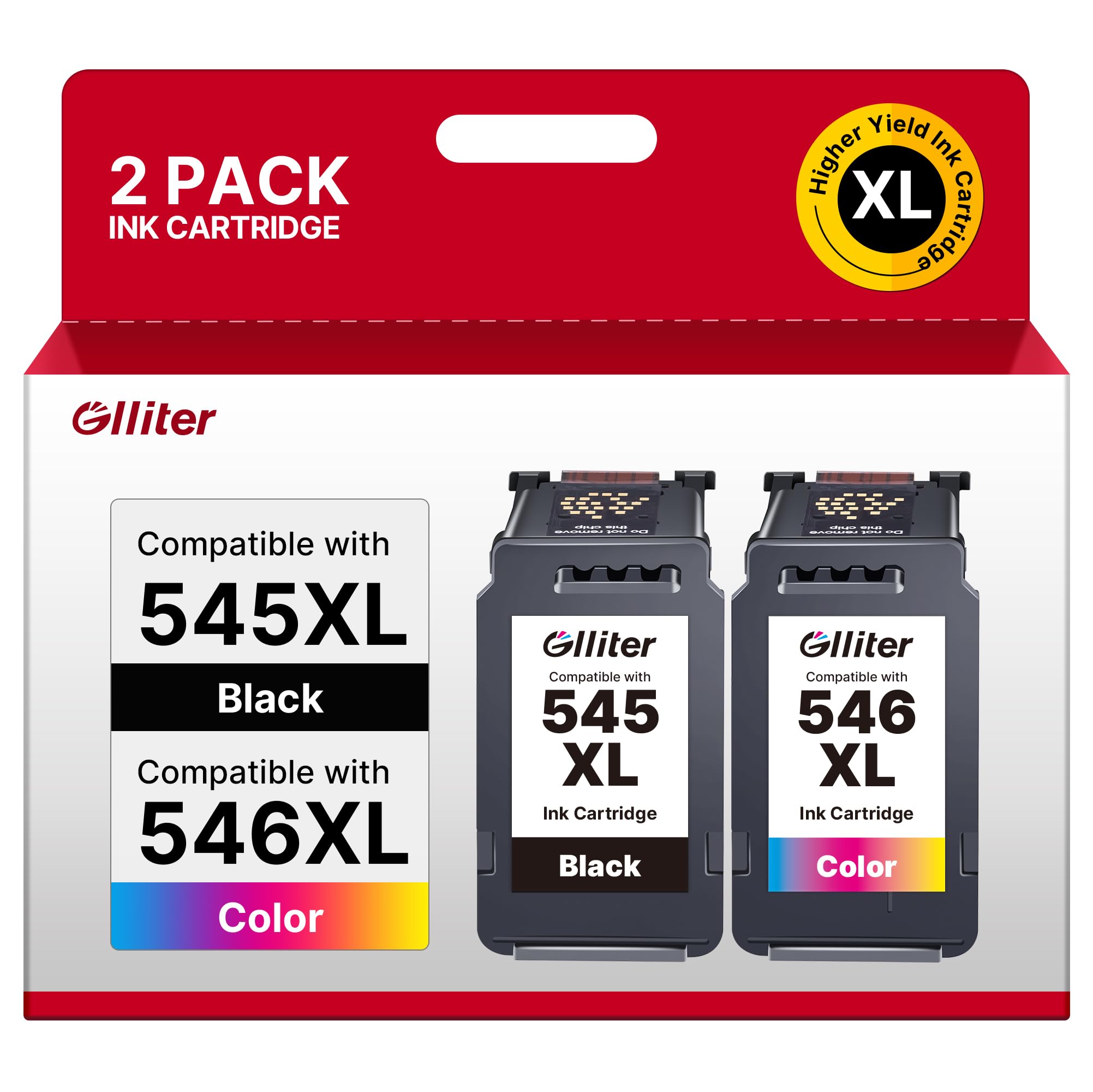 Glliter 903XL Multipack für HP 903 Druckerpatronen für HP 903 XL Kompatibel mit Officejet 6950 Druckerpatronen für Officejet Pro 6970 6960 6974(‎‎‎‎‎‎‎Schwarz Cyan Magenta Gelb, 4er-Pack)