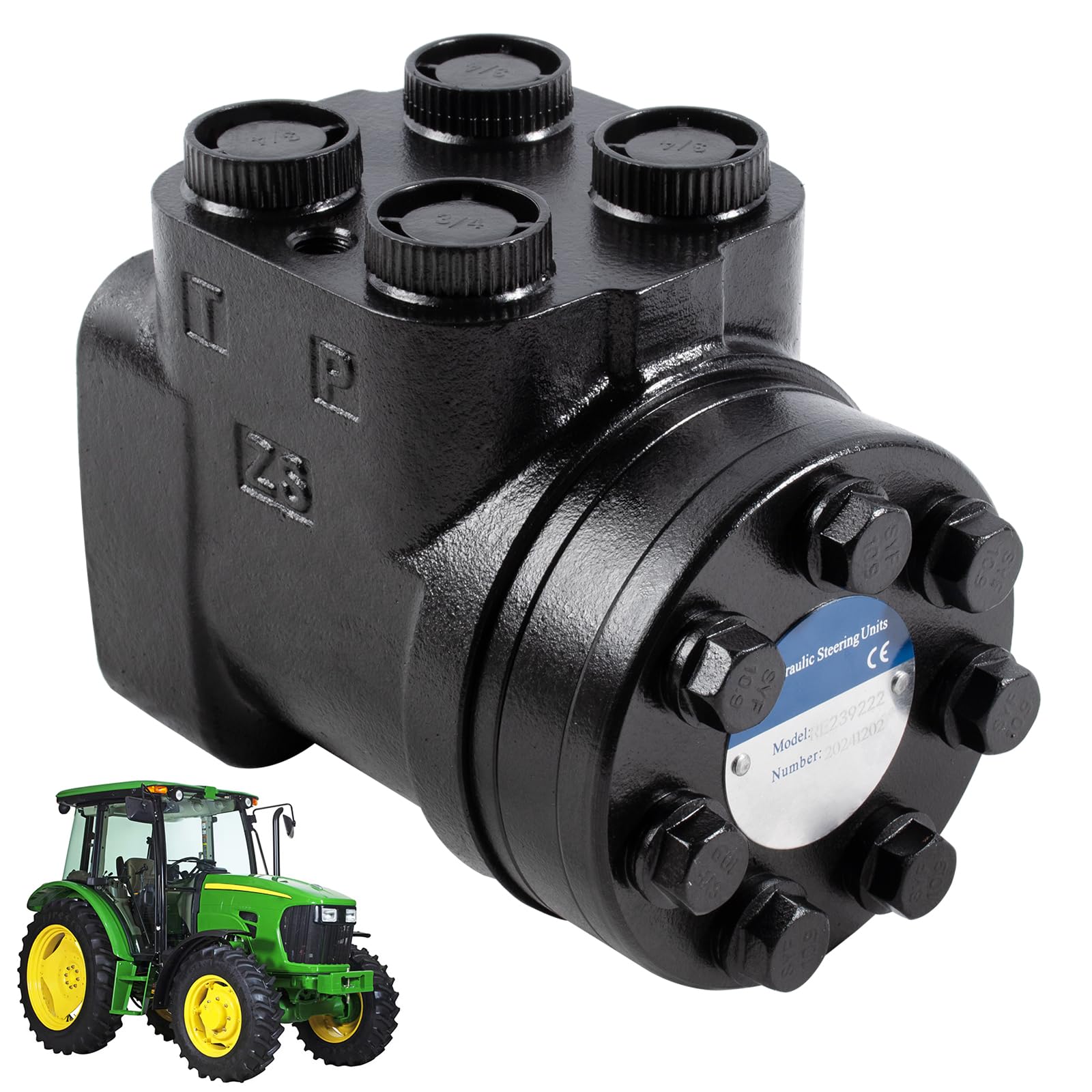 Hydraulic Steering Valve RE239222 Compatible with John Deere 6403 6100D 6105D 6115D 5076E 5082E 5083E 5085E 5090E 5093E 5100E 5101E 5425 5415 5425N Tractor Motor Valve Replaces RE267297