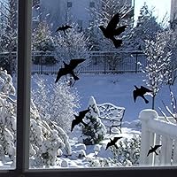 Vista 5 de Calcomanías anticolisión para ventanas con forma de pájaro, adhesivos para puertas de vidrio para proteger y evitar golpes de pájaros (negro)