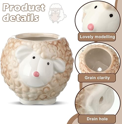 Miniatura 4 de 6 macetas para suculentas con agujero de drenaje, diseño de vaca de dibujos animados, elefante, maceta de cerámica, maceta de flores pequeñas,