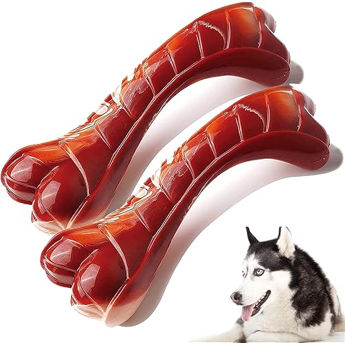 Dog Toys for Aggressive Chewers, Indestructible Durable Dog Chew Toys, Non-Toxic Food Grade Nylon Dog Bone Toy Reduces Boredom, Tested by Labrador, Golden Retriever, More Small Medium and Large Breed