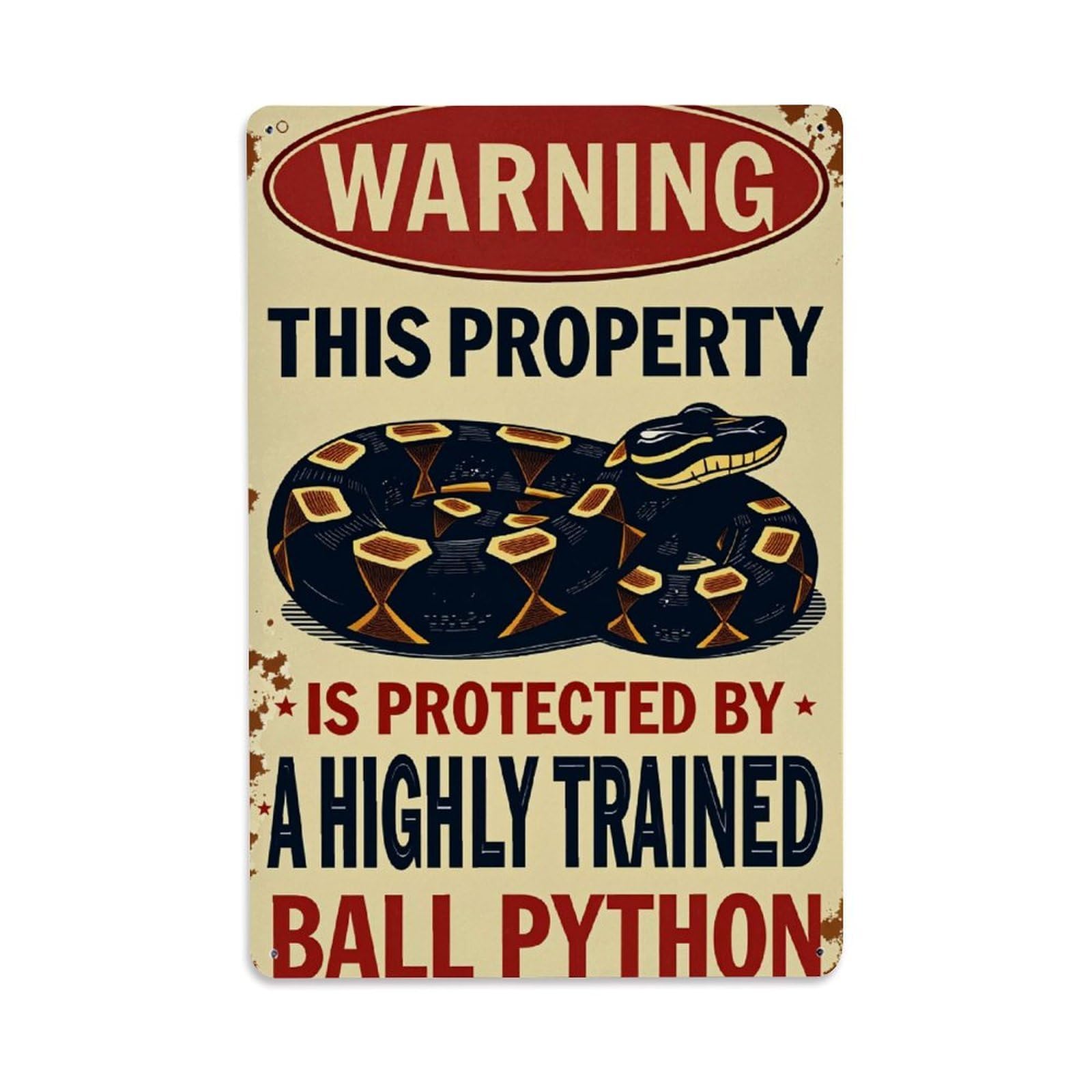 Lzwbntey Vintage Warning Sign Snake Pattern Print Metal Tin Sign Retro Wall Decor For Home Bar Garage Cafe, Indoor & Outdoor Decorative Metal Poster, 8X12 Inch